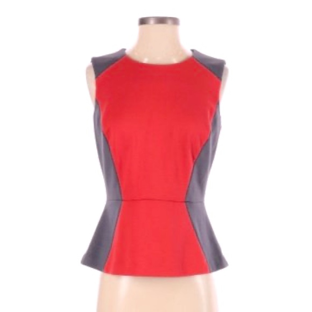 Red & Gray Peplum Top